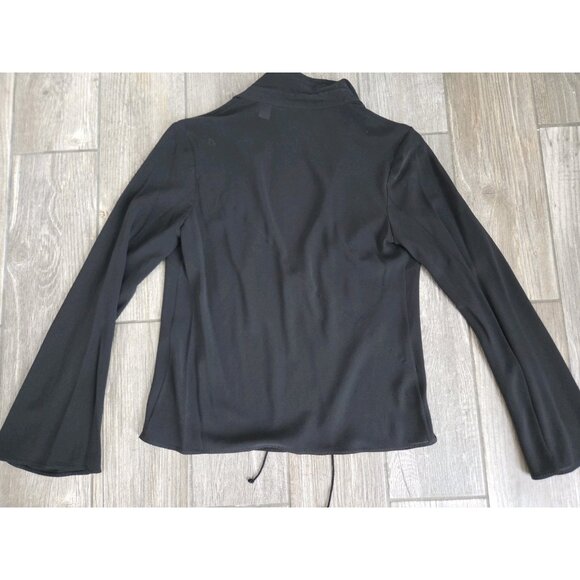 Banana Republic Black Semi Sheer Silk Blouse Sz Small. Y2K, Vampcore Lightweigt - Picture 4 of 7